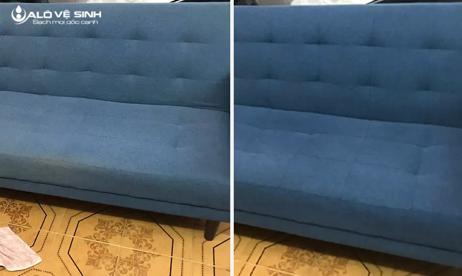 Hình ảnh trước và sau khi làm sạch ghế sofa tại nhà với Alo Vệ Sinh