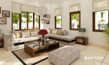 Cách bố trí sofa trong phòng khách nhà ống khu vực trung tâm tạo nên sự ấm cúng, sang trọng.