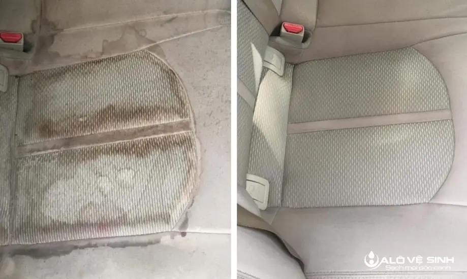 Trước và sau khi giặt ghế da ô tô tại Alo Vệ Sinh