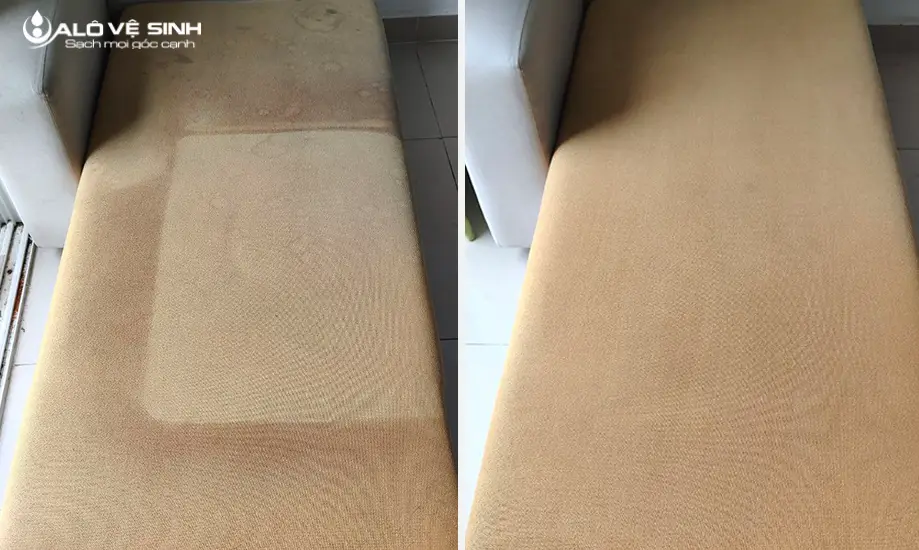 Hình ảnh trước và sau khi giặt ghế quán Cafe của Alo Vệ Sinh