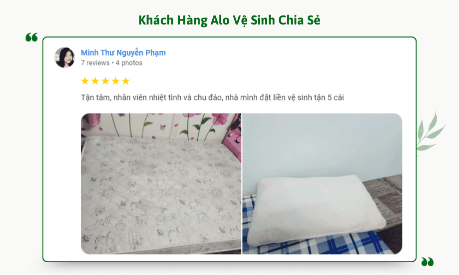 Hài lòng dịch vụ vệ sinh nệm nhờ sự tận tâm và chu đáo của nhân viên Alo Vệ Sinh