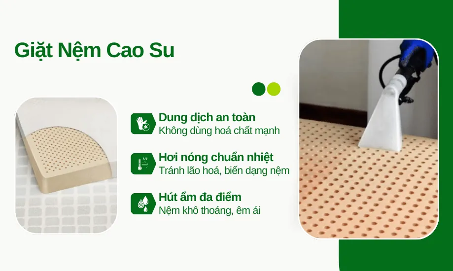 Giải pháp giặt nệm cao su bằng dung dịch an toàn đảm bảo độ đàn hồi tự nhiên của nệm
