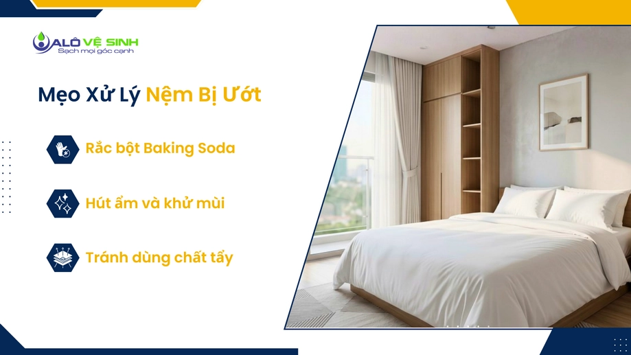 Rắc bột baking soda trước khi gọi giặt nệm Quận 8