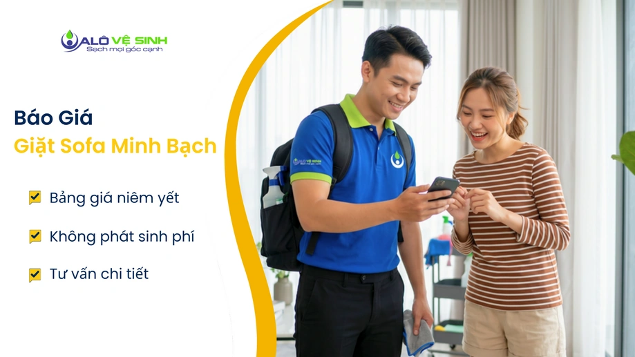 Nhân viên trao đổi giá giặt ghế sofa Quận 12 minh bạch cho khách