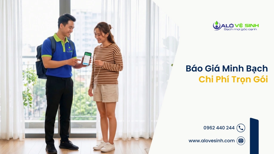Nhân viên giải thích chi tiết bảng giá giặt nệm Quận 12