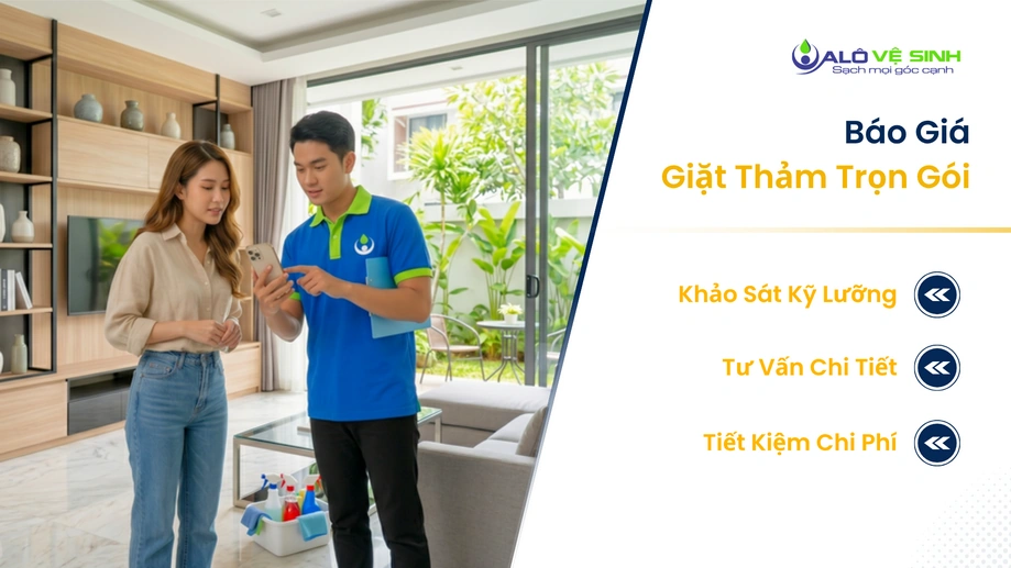 Nhân viên báo giá giặt thảm Quận 2 rõ ràng tại nhà khách