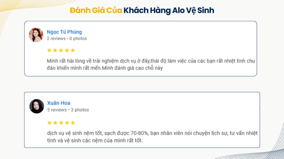 Phản hồi về thái độ nhân viên và hiệu quả giặt nệm sạch sẽ vượt mong đợi