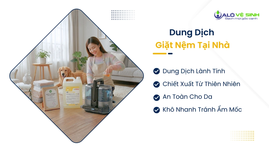 Vệ sinh nệm Quận 5 bằng dung dịch không gây kích ứng