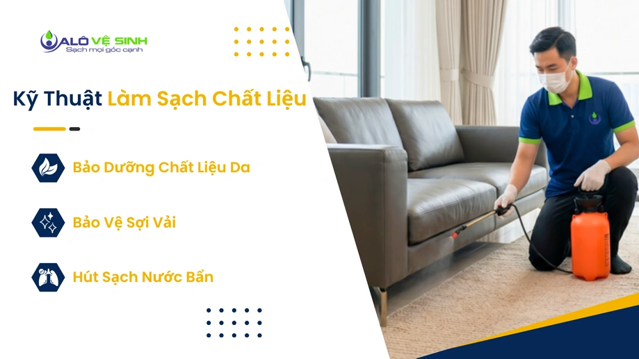 Kỹ thuật viên hút nước bẩn khi giặt ghế sofa Củ Chi