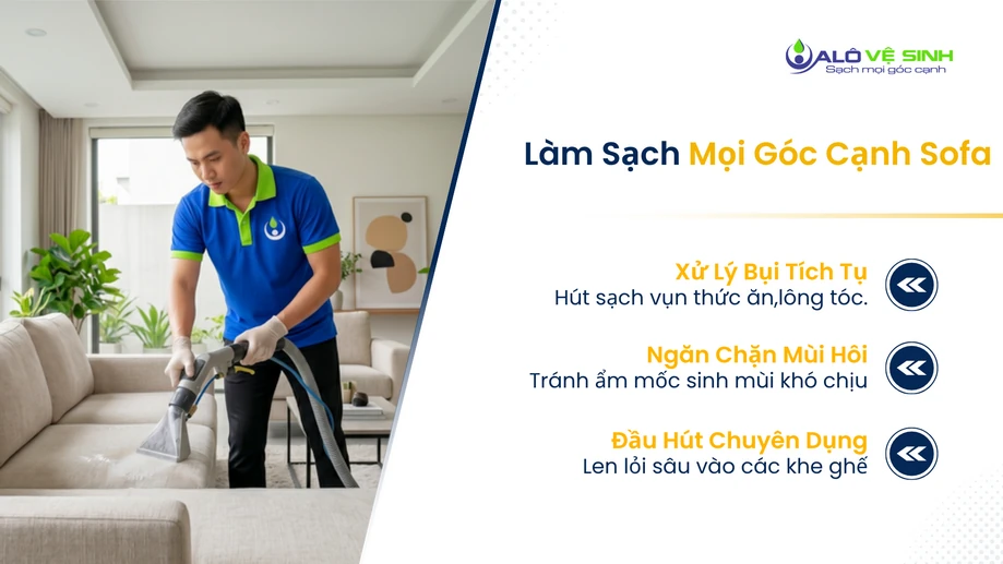 Dịch vụ giặt ghế sofa Quận 11 làm sạch khe góc sofa