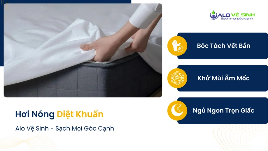 Máy giặt nệm hơi nước nóng Phú Nhuận diệt sạch vi khuẩn sâu