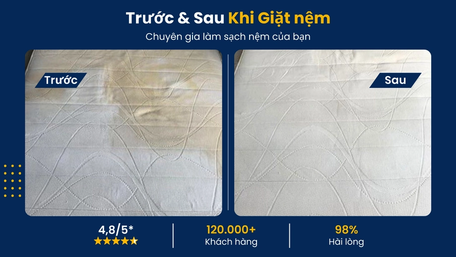 Giải pháp giặt nệm khử mùi làm sạch vết bẩn lâu năm