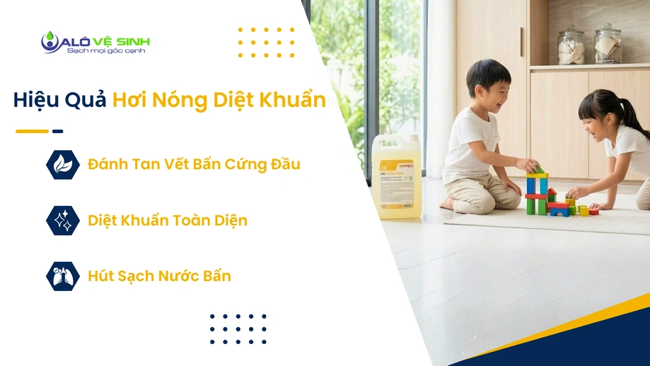 Máy giặt thảm hơi nước nóng Cần Giờ làm sạch sâu sợi thảm