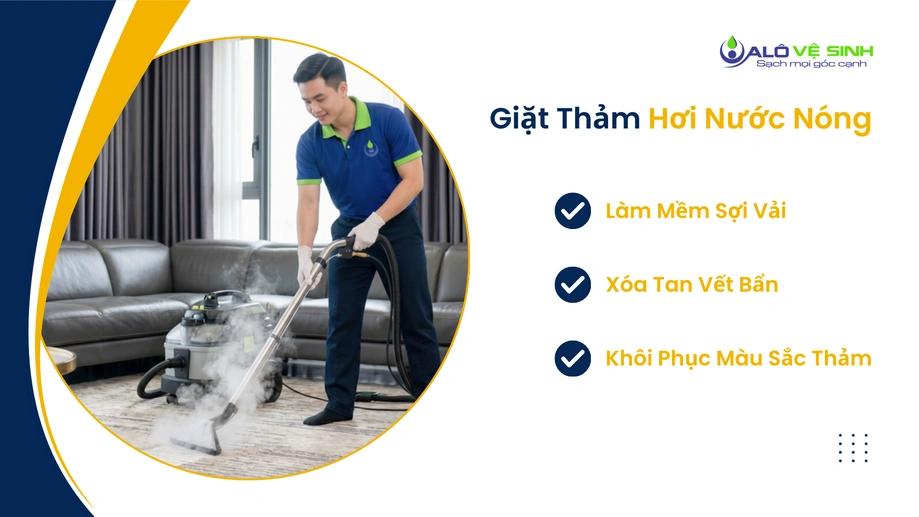 Giặt thảm hơi nước nóng Quận 7 làm tan vết cà phê ố vàng
