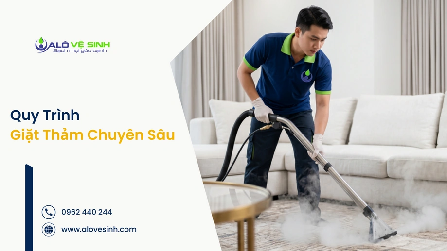 Dùng hơi nước nóng bóc tách vết bẩn giặt thảm Phú Nhuận