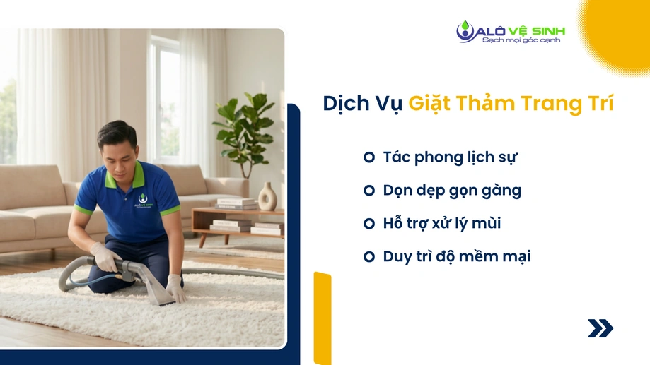 Nhân viên giặt thảm trang trí Quận 7 bằng máy cầm tay