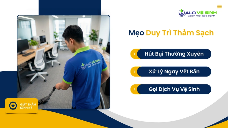 Hút bụi đa chiều duy trì độ bền giặt thảm văn phòng Phú Nhuận