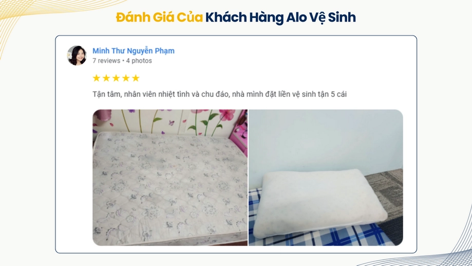 Hài lòng về vệ sinh nệm nhờ sự tận tâm và chu đáo của nhân viên Alo Vệ Sinh