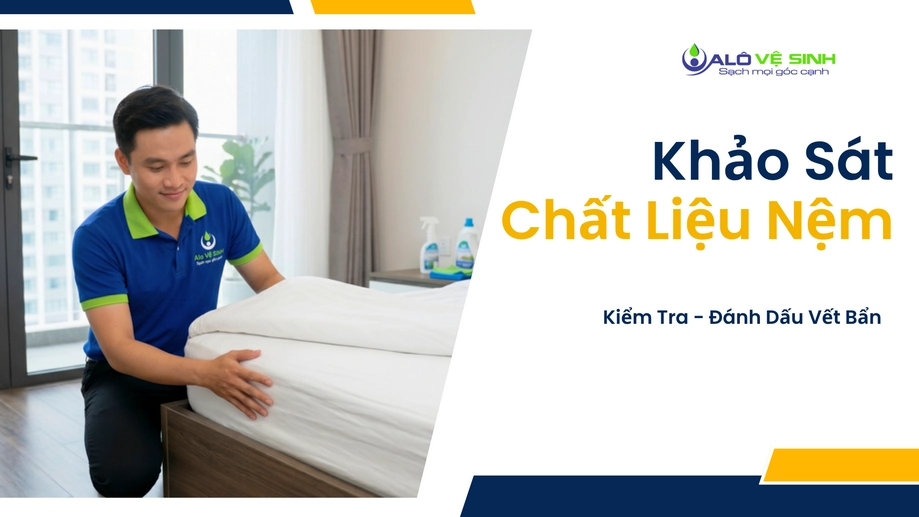 Kỹ thuật kiểm tra bề mặt trước khi tiến hành giặt nệm Nhà Bè