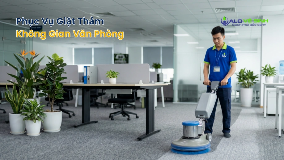 Không gian làm việc sạch sẽ sau khi dùng dịch vụ giặt thảm văn phòng Quận 4