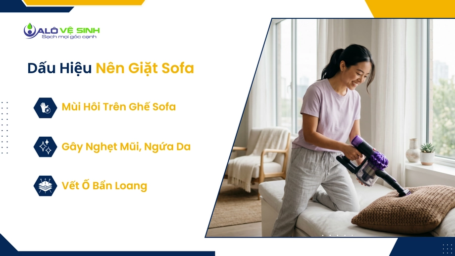 Xử lý triệt để mùi hôi nhờ thợ vệ sinh ghế sofa vải Quận 8