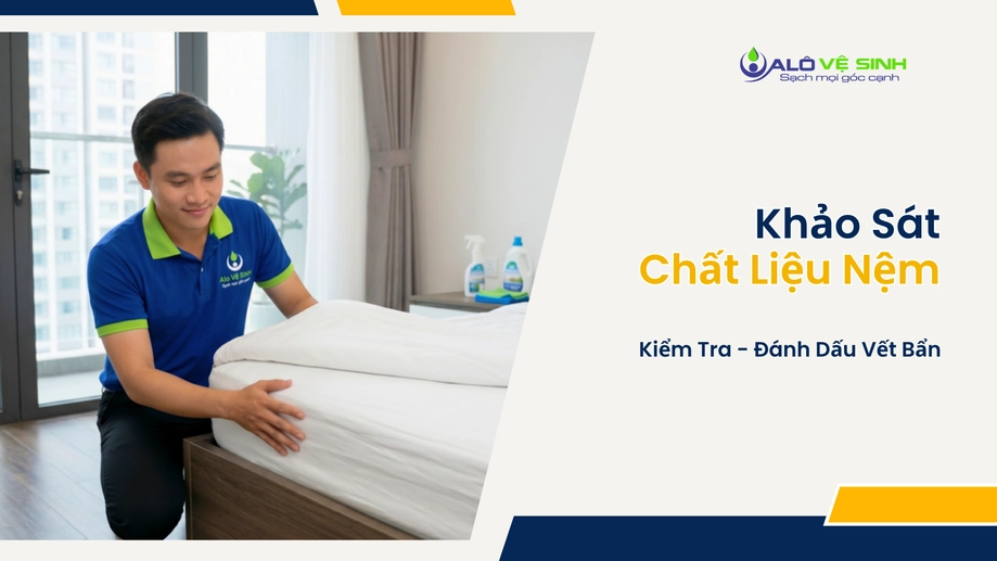 Kiểm tra kỹ bề mặt nệm sau quy trình vệ sinh nệm Quận 1