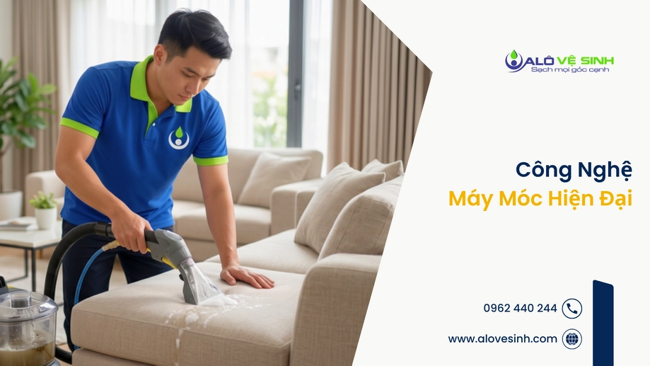 Nhân viên hút sạch bụi mịn khi giặt ghế sofa Quận 4