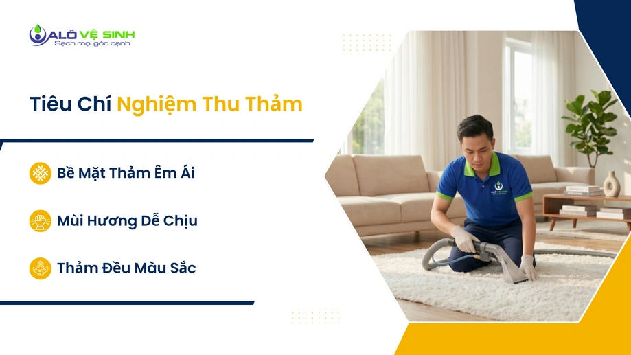 Khách hàng nghiệm thu sau khi dùng vệ sinh thảm Quận 9