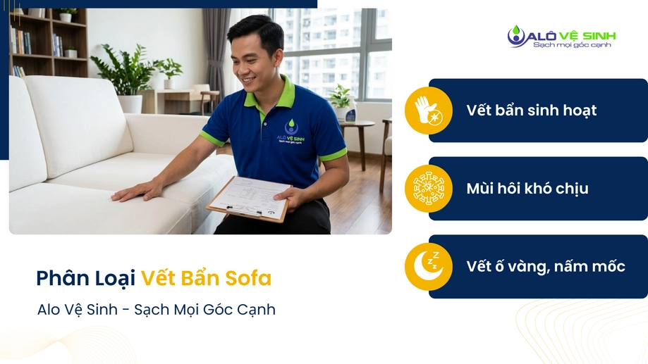Phân loại vết bẩn tối ưu quy trình giặt ghế sofa Quận 9