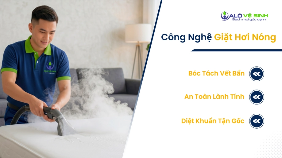 Quy trình giặt nệm Quận 4 diệt khuẩn bằng máy phun hơi nóng