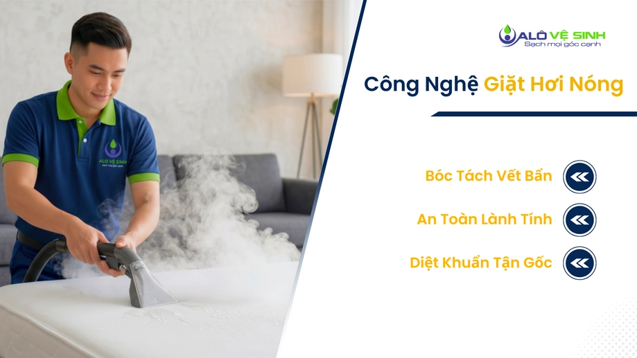 Dùng máy hơi nước nóng khử khuẩn giặt ghế sofa Quận 4