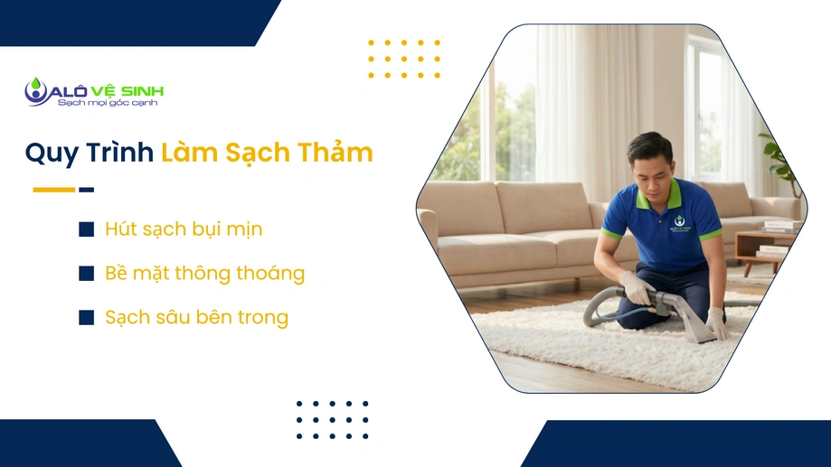 Khách hàng kiểm tra quy trình giặt thảm Quận 5
