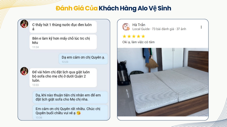 Đánh giá tốt khi vệ sinh nệm thấy rõ nước bẩn đen được hút ra