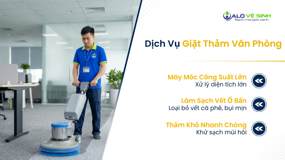 Thi công giặt thảm văn phòng Quận 11 bằng máy chà