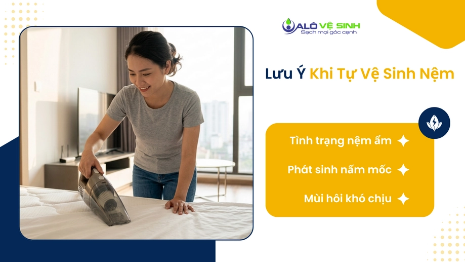 Nguy cơ nấm mốc phát triển khi tự giặt nệm Nhà Bè tại nhà sai cách