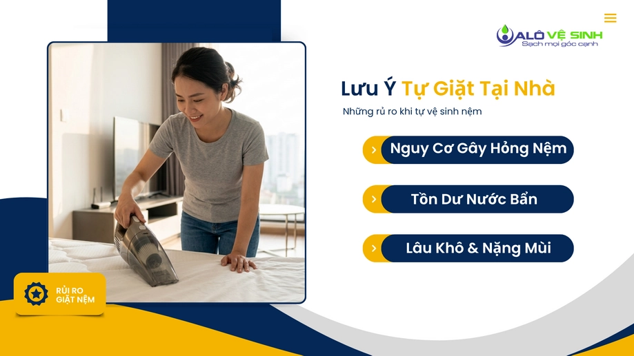Rủi ro hỏng cấu trúc khi tự giặt nệm Quận 6 tại nhà sai cách