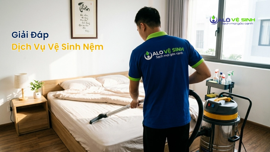Nhân viên giải đáp thắc mắc dịch vụ vệ sinh nệm Bình Tân