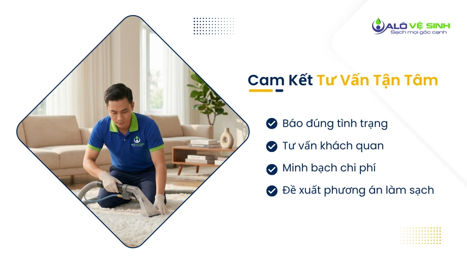 Nhân viên tư vấn trung thực khi vệ sinh thảm Quận 3