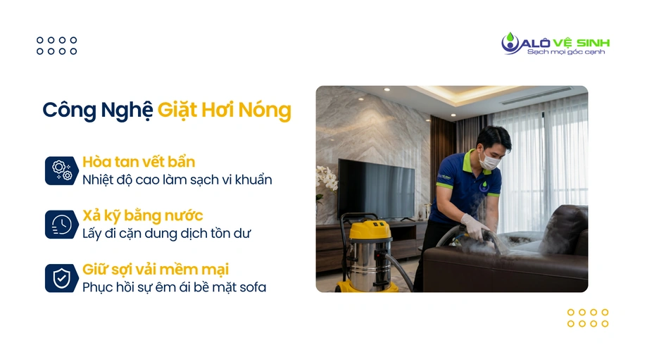 Vệ sinh ghế sofa Bình Thạnh bằng hơi nước nóng