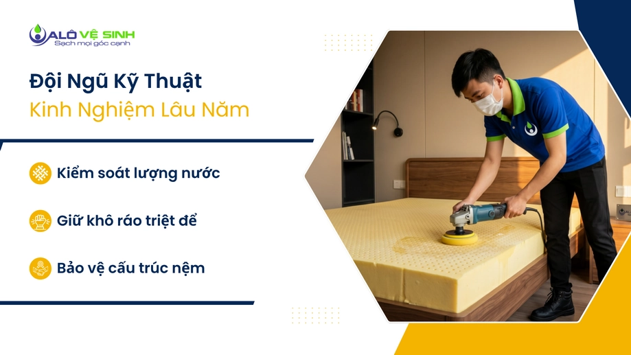 Làm sạch nệm cao su Hóc Môn tại nhà khách hàng