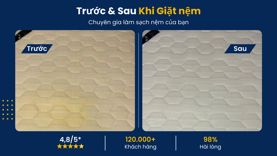 Kết quả vệ sinh nệm lò xo tại nhà xử lý sạch sẽ