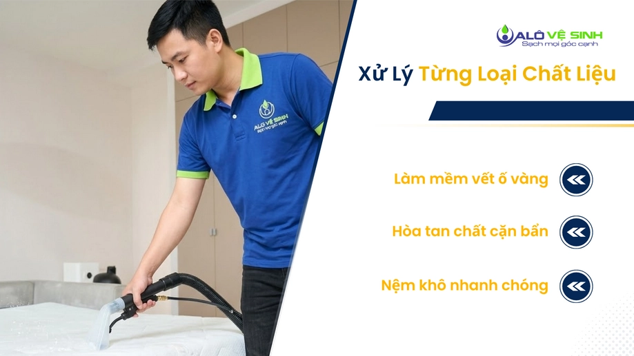Thao tác làm sạch nệm cao su kỹ lưỡng khi vệ sinh nệm Quận 10