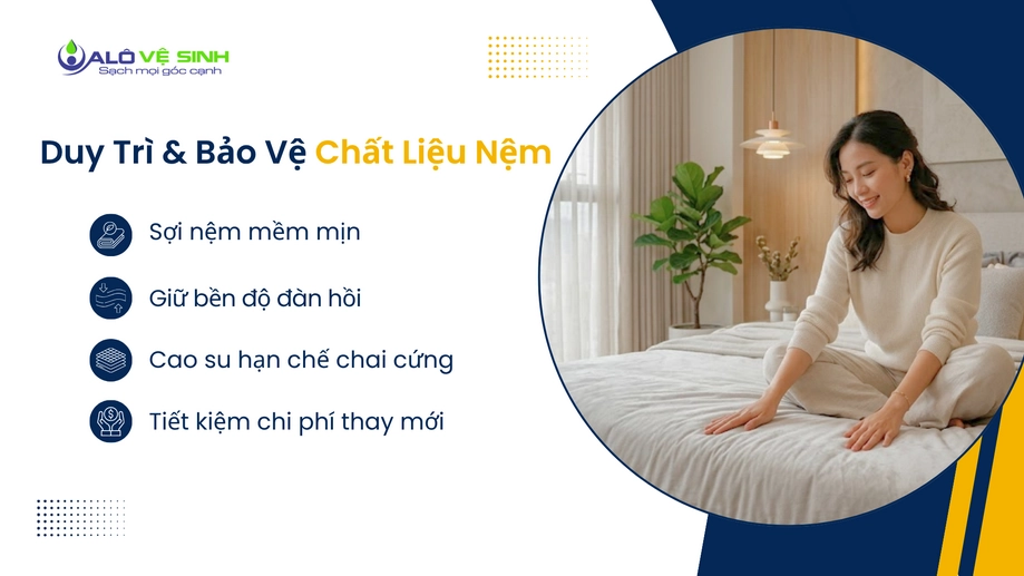 Bề mặt nệm sạch sẽ sau khi vệ sinh nệm Quận 2 chuyên sâu