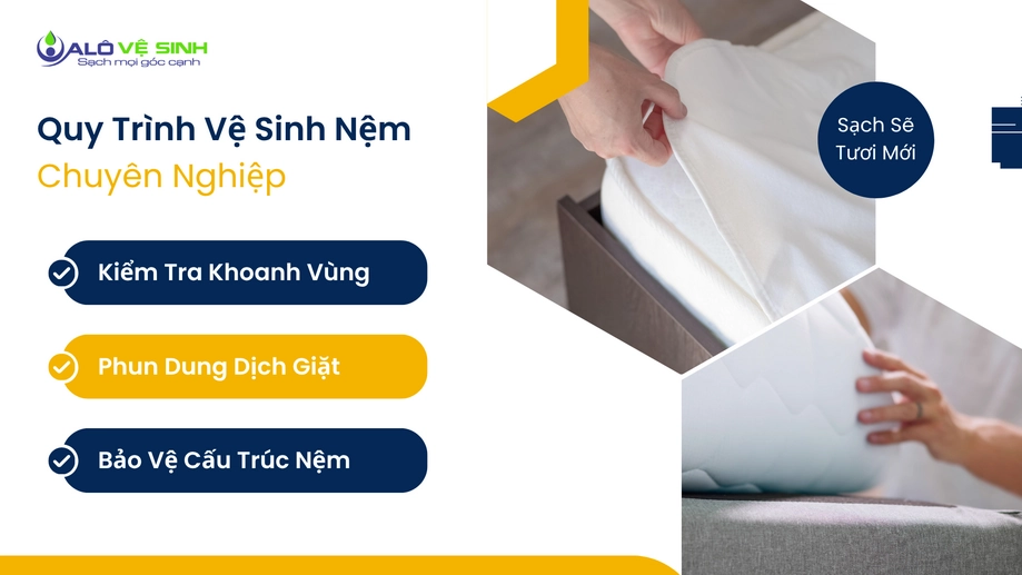 Thực hiện vệ sinh nệm Tân Phú bằng máy hút bụi