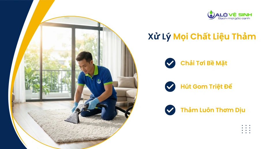 Dịch vụ vệ sinh thảm Gò Vấp đặc biệt an toàn cho chất liệu
